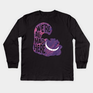 Alice we mad here black Kids Long Sleeve T-Shirt